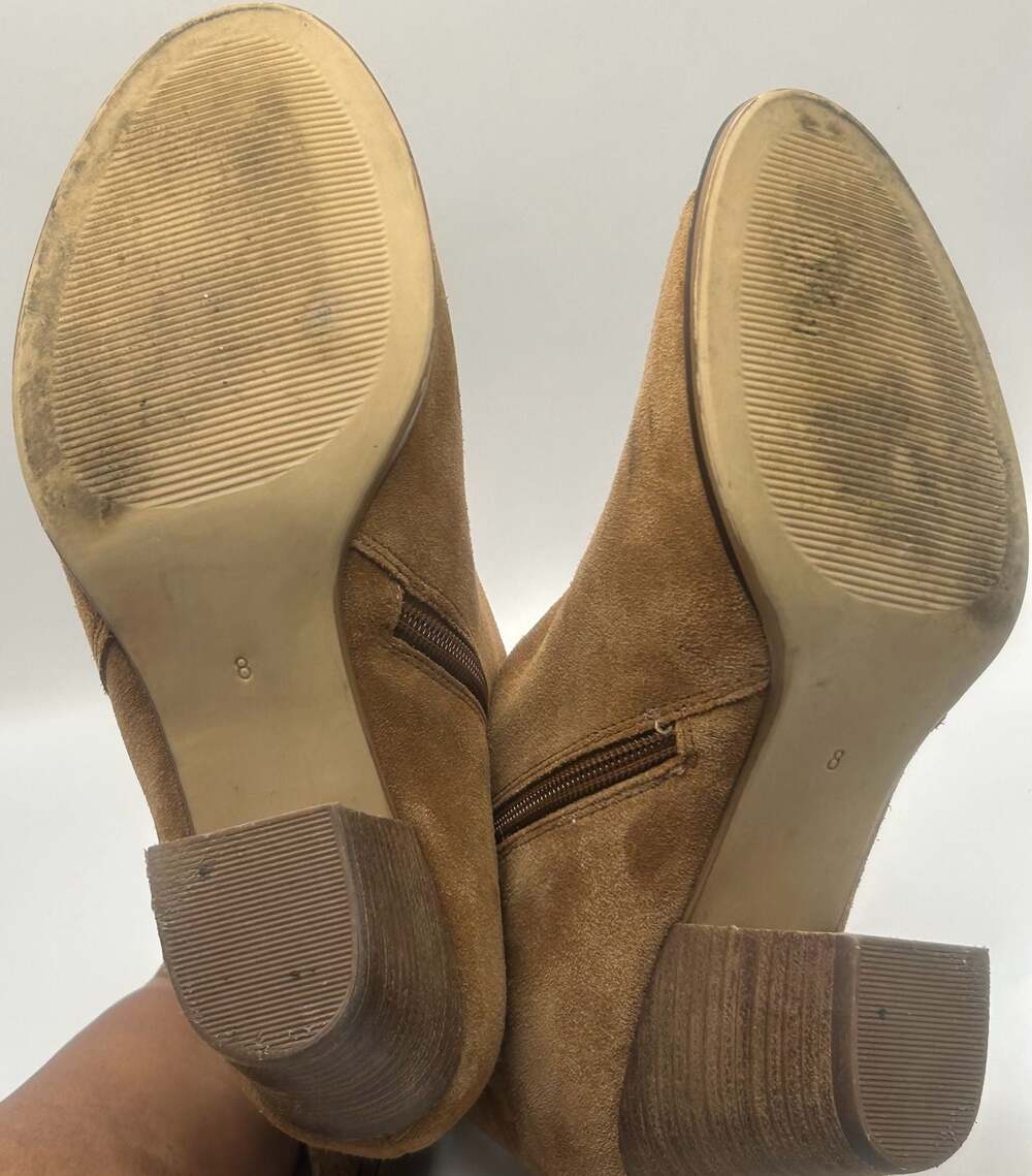 Franco Fortini Ramone Brown Suede Peep Toe Lace-Up Ankle Booties - Picture 4 of 6